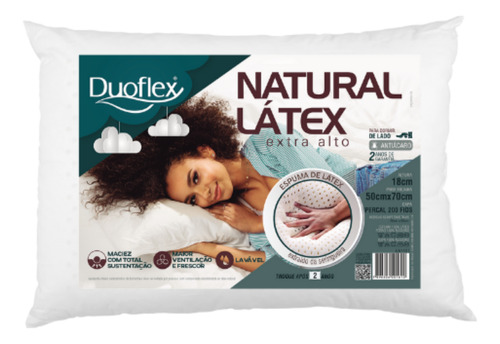 Travesseiro Duoflex Natural Látex Extra Alto 50x70x18cm