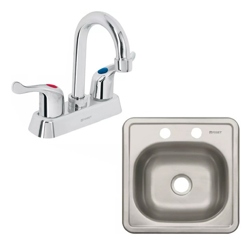 Kit Mezcladora P/lavabo 45513 + Tarja 38x38 Cm 49208