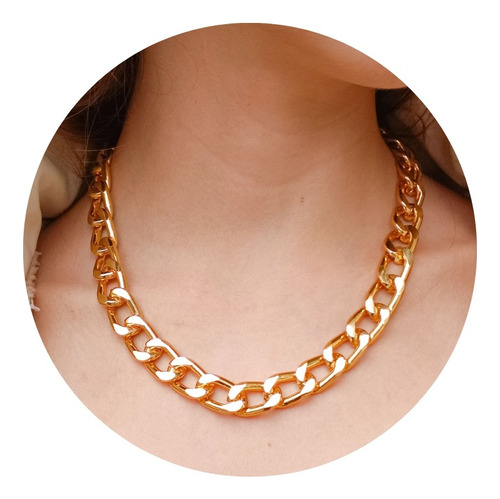 Colar Grumet Elo Grosso 13mm Gargantilha Elegante Chocker  