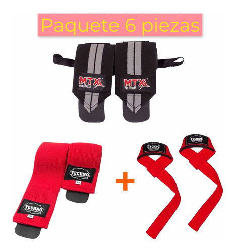 Paquete Para Gym/crossfit, Muñequeras, Straps Y Rodilleras 