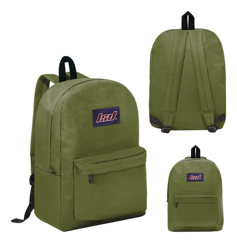 Mochila Urbana Escolar Unisex Reforzada Lsyd 16 Pulgadas Color Verde Diseño De La Tela Liso