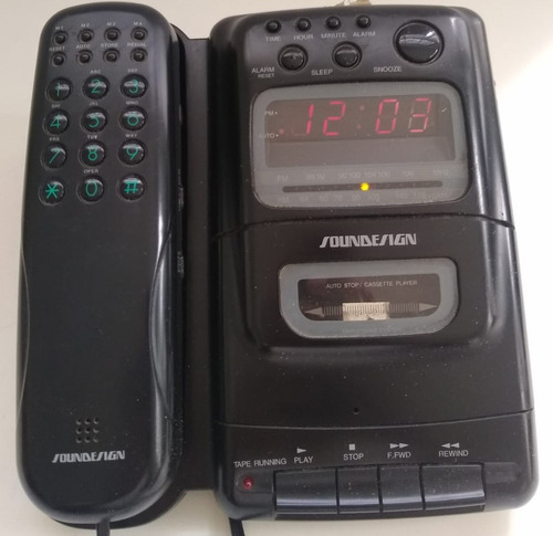 Rádio Relógio Despertador Cassete Telefone Sounddesign 7576b