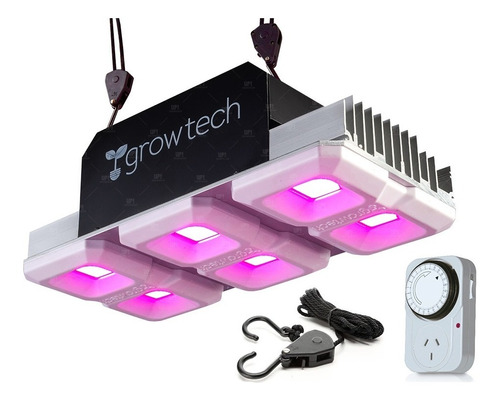 Panel Led Growtech Cultivo Indoor Cob 300w Poleas Timer