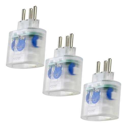 Kit 3x Protetor Eletrico Iclamper Pocket Transparente 3p