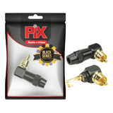 Conector Plug Rca 90º Profissional Top De Linha Preto