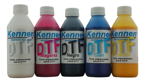 Combo De Tinta Dtf Made In Korea Kennen C-m-y-bk-w 5x250ml