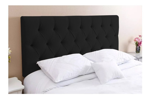  Cabeceira De Cama Box Kasabela Paris Casal 140cm X 58cm Camurça Preta