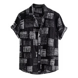 Camisa Con Botones Estampada De Verano Para Hombre 545