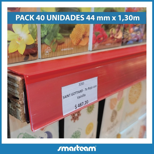 Portaprecio Góndola Angulo L Pvc 44 X 130cm Porta Precio 40u