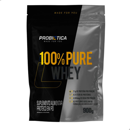 Suplemento Muscular Whey Protein Probiotica 100% Pure 900g