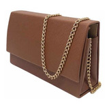 Bolsa Festa Balada Casual Clutch Alça Corrente Cor Caramelo