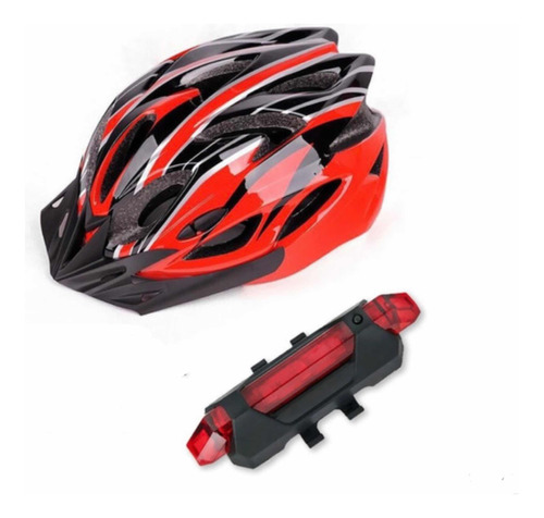 Casco De Bicicleta + Luz Recargable Usb