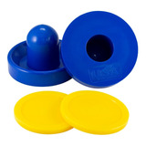 Manoplas Azules Y 2 Discos Profesionales Mesa De Air Hockey