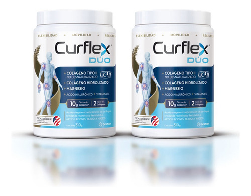 Curflex Duo Colageno+ Magnesio+ A. Hialuronico+ Vit D X 310g