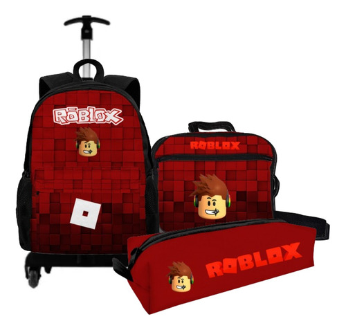 Kit Mochila Escolar E Estojo Roblox Tamanho Grande Rodinhas