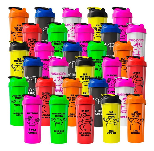 Kit 30 Coqueteleiras Garrafa De Academia Shaker 600ml Memes