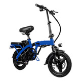 Bicicleta Electrica Electrobike Plegable Con Alarma Antirrobo Cargador Para Celular Canastilla Y Herramienta Para Dos Pasajeros 45km/h De Velocidad Con 70km De Autonomía Conducción Hibrida Color Azul
