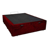 Cama Box Baú Casal Blindado Suede Vermelho