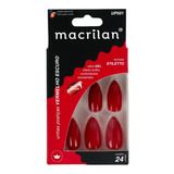 Unhas Postiças Macrilan Vermelho Escuro Stiletto Up501 C/24