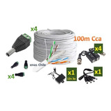 100m Cable + 4x Balun + 1x Fuente 12v + 8 Dc + Cable Poder