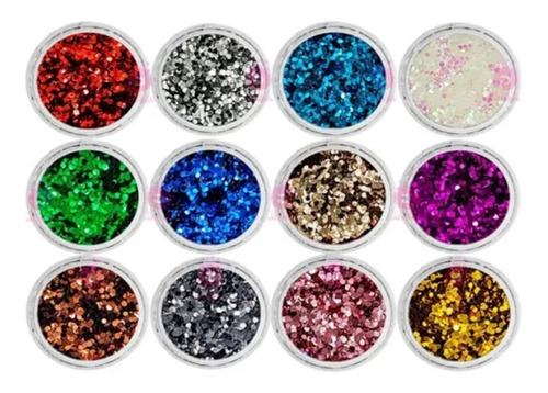 Glitter Brilho Encapsulado 12 Cores Decoração Unhas Manicure Cor Variadas