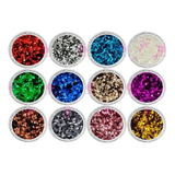 Glitter Brilho Encapsulado 12 Cores Decoração Unhas Manicure Cor Variadas