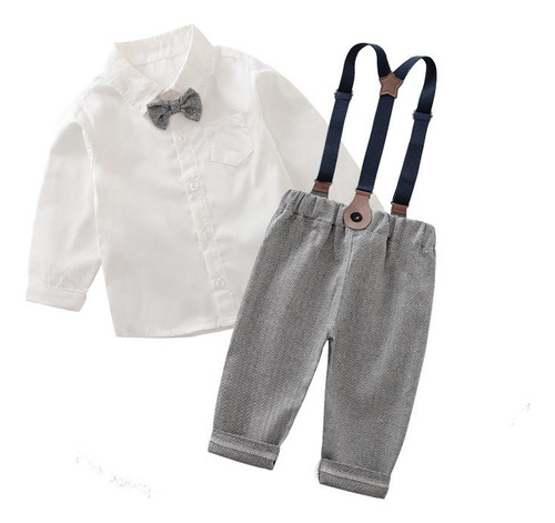 Conjunto Elegante Traje Bautizo Para Niño Tirantes Corba [u]