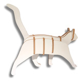 Gato Branco Decorativo Mdf