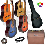 Guitarra Electro Criolla Amplificador 25w Funda Cable Pua