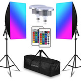 Kit De Iluminación Led Rgb Softbox, Zingbabu Kit De Iluminac