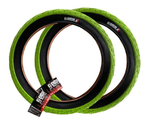 Par Llanta 20 X 2.30 Gorila Pro Bmx Negra / Piso Verde 2pz