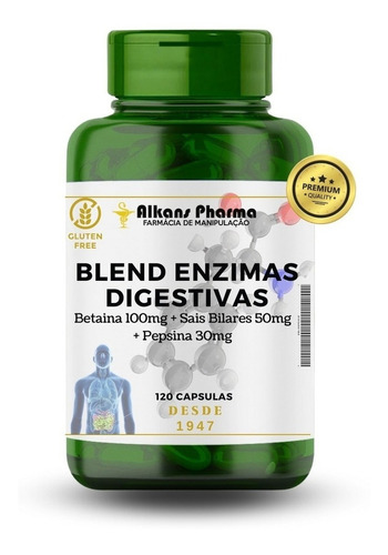 Blend Enzimas Digestivas+sais Biliares 120 Caps Com Laudo Sabor Sem Sabor