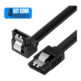 Kit 4 Cabo Dados Sata 3 6gbs 40cm Conector 90° Hd Ssd Preto