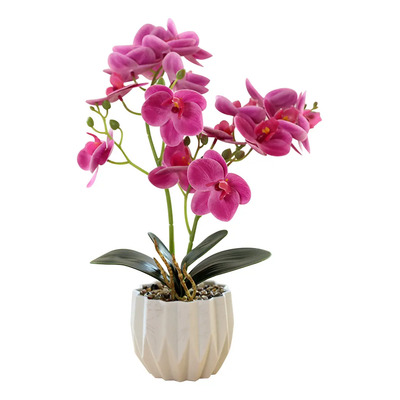 Arreglo De Orquídeas Artificiales Con Macetas Color Fucsia