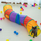 Brinquedo Túnel Dobrável Em S 1,25mx25 Diâmetro Para Gato Cor Colorido