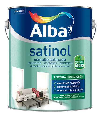 Alba Satinol Esmalte Satinado Al Agua Blanco 1 L