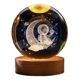 Lámpara Led Bola De Cristal 3d Planetas Astronauta Luz Led