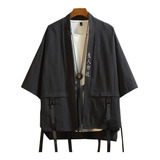 Hombres Japonés Bordado Kimono Chaqueta Chaqueta Retro