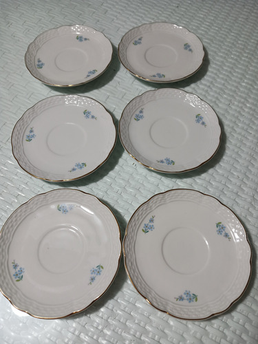 6 Platos Verbano De Porcelana 15 Cm Con Filete.