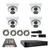 Kit Uniarch Ip Cámara 3mp Microfono Nvr Poe 4ptos Disco 1 Tb Color Blanco