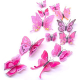 Mariposas 3d Pegatinas Pared, 12 Uds. Decorar Rosado