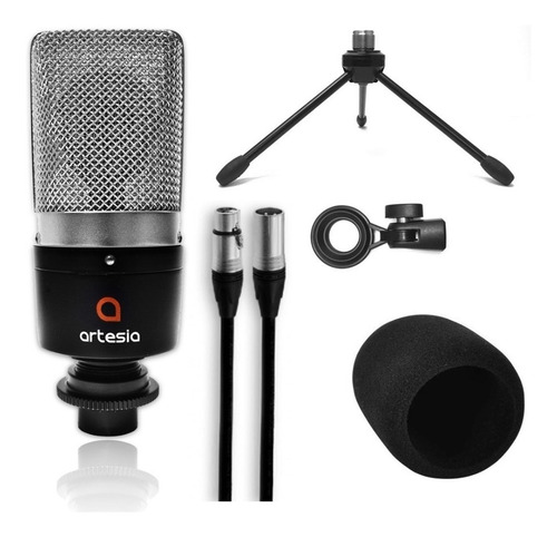 Microfono Condenser Grabacion Radio Artesia Amc10 + Soporte 