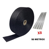 Fita Térmica Termotape Escapamento 2pol X 10m Preta + 8 Zip 