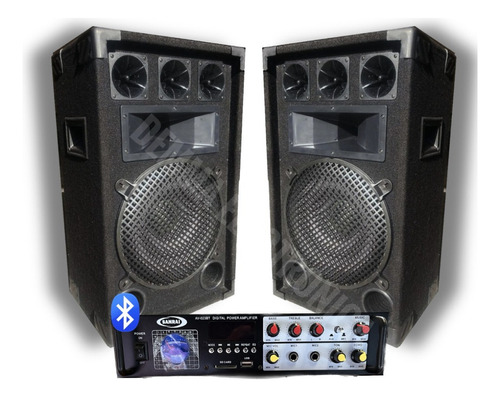 Combo Par De Bafles 10'' 150w + Consola Potenciada Bt,usb,sd