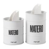 Set De Latas Yerbera Azucarera Kit Matero Blanco Mate