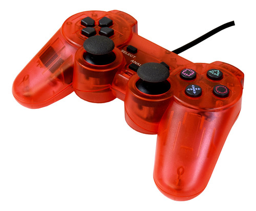 Control Alambrico Compatible Con Ps2 Y Ps1 Color Rojo