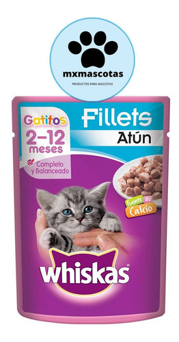 10 Sobres Whiskas Gatito 2-12 Meses Atún Alimento Humedo