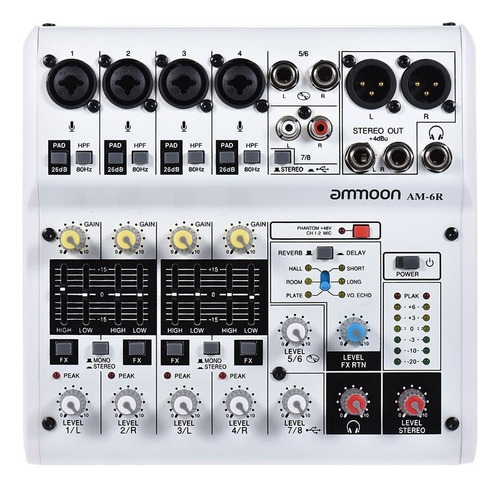 Consola Mezcladora De Sonido Para Am-6r De 8 Canales