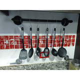 Barral Cocina Industrial  + 4 Ganchos Metal Ayromia Vintage