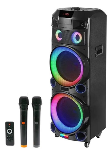 Torre Cabina Sonido 10puLG X2 60w 2mic Inalambrico Control